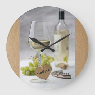 Grande Horloge Ronde Vin Sommelier Vine Lover bouteille Design de raisi