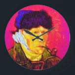 Grande Horloge Ronde Vincent Van Gogh - Autoportrait Bandage Pop Art<br><div class="desc">Huile sur toile de 1889, cet autoportrait montrant l'oreille bandée de Van Gogh et les yeux profondément tristes, a été peint un mois après sa rupture en décembre 1888 quand il a coupé son propre lobe d'oreille avec un rasoir suite à une dispute avec son voisin, Paul Gauguin. Contrairement à...</div>