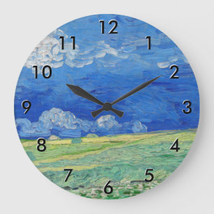 Grande Horloge Ronde Vincent van Gogh - Champs de blé sous des nuages o