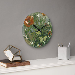 Grande Horloge Ronde Vincent van Gogh - Papillons et Pavots