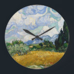 Grande Horloge Ronde Vincent Van Gogh Wheat Field With Cypresses<br><div class="desc">Vincent Van Gogh Champ de blé avec Cyprès Art fin Un champ de roues avec Cyprès (parfois appelé Un Cornfield avec Cyprès) est l'une des trois peintures à l'huile similaires de 1889 par Vincent van Gogh, dans le cadre de sa série de champs de blé. Tous furent exécutés à l'asile...</div>