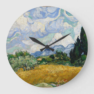 Grande Horloge Ronde Vincent Van Gogh Wheat Field With Cypresses