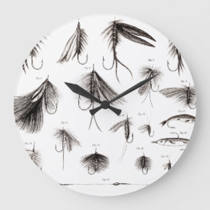 Grande Horloge Ronde Vintage 1800s Angling Fly Fishing Lure Flies Lure