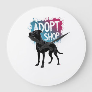 Grande Horloge Ronde Vintage Adoptez Ne Faites Pas D'Achats Chien Graff