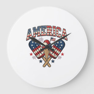 Grande Horloge Ronde Vintage America Ice Cream Patriotic Shirt Design_1