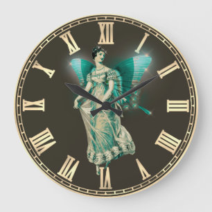 Grande Horloge Ronde Vintage Aqua Fairy Large Clock