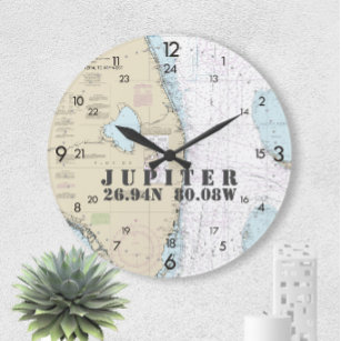 Grande Horloge Ronde Vintage Authentic Nautique Sud Floride 24 heures