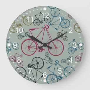 Grande Horloge Ronde Vintage Bicycle Pattern Gifts for Cyclists