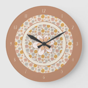 Grande Horloge Ronde Vintage Boho Floral Nursery Hello Baby Custom