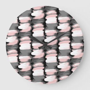 Grande Horloge Ronde Vintage brosse, décoration dans les tons gris-rose
