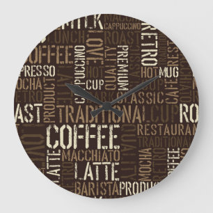 Grande Horloge Ronde Vintage café expérience Motif sans couture