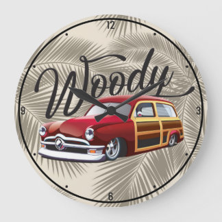 Grande Horloge Ronde Vintage Classic Surf en bois Wagon Beach Hot Rod C