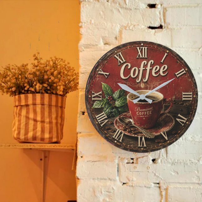 Grande Horloge Ronde Vintage Coffee (Créateur téléchargé)
