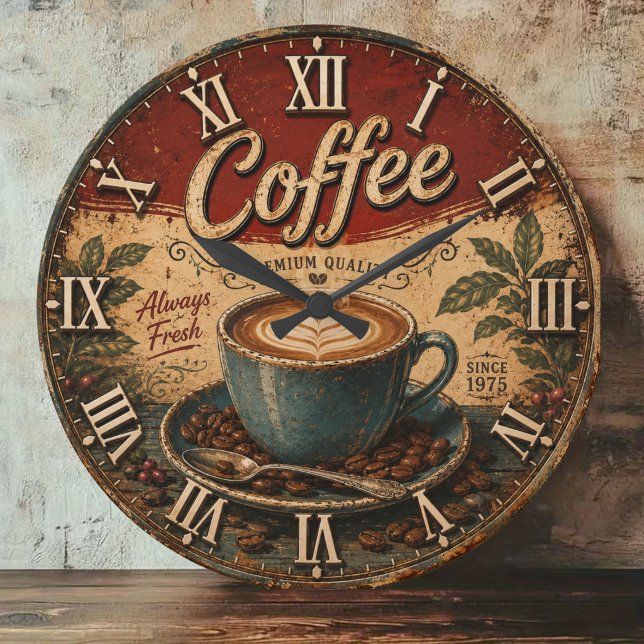 Grande Horloge Ronde Vintage Coffee  (Créateur téléchargé)