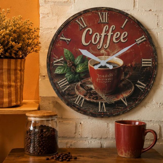 Grande Horloge Ronde Vintage Coffee (Créateur téléchargé)