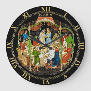 Grande Horloge Ronde Vintage conte fée russe rétro Imaginaire coloré