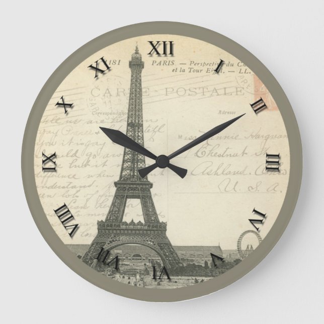Grande Horloge Ronde Vintage Eiffel Tower Clock (Recto)