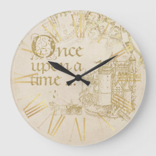 Grande Horloge Ronde Vintage Fairy Tale Thème Castle Carriage Gold