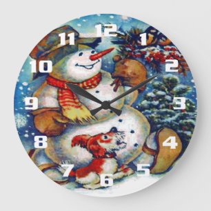 Grande Horloge Ronde Vintage frosty the snowman and Friends Christmas
