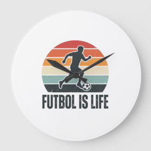 Grande Horloge Ronde Vintage Futbol est la vie Conception de chemise de