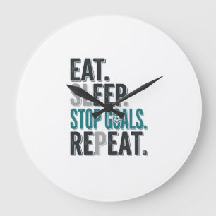 Grande Horloge Ronde Vintage Gardien de Football Manger Dormir Arrêter 