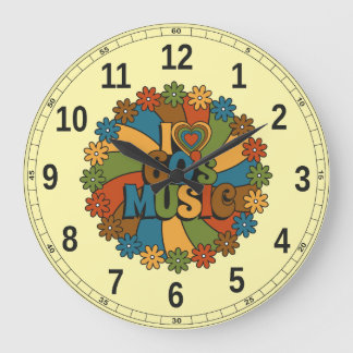 Grande Horloge Ronde Vintage Inspired 60s Music for Retro Music Lovers