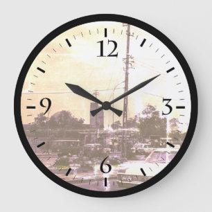 Grande Horloge Ronde Vintage Iraq Baghdad street taxis