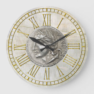 Grande Horloge Ronde Vintage Italian Lira on Plaster