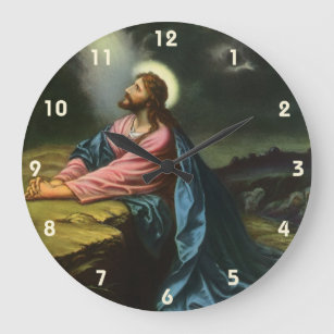 Grande Horloge Ronde Vintage Jésus Christ prier, Jardin de Gethsémani