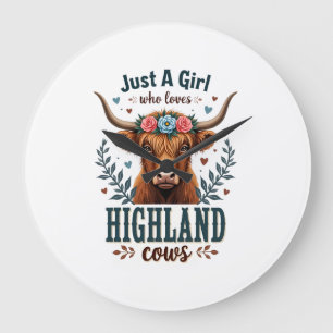 Grande Horloge Ronde Vintage Juste Une Fille Qui Aime Les Vaches Highla