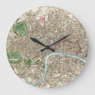 Grande Horloge Ronde Vintage Map of London England (1853)