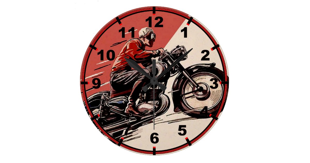 Grande Horloge Ronde Vintage Motorcycles | Zazzle.fr