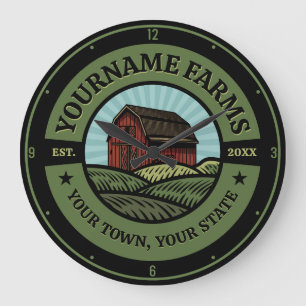 Grande Horloge Ronde Vintage NOM AJOUT DE L'Étanche Campagne Agricole