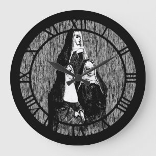 Grande Horloge Ronde Vintage Nun Illustration