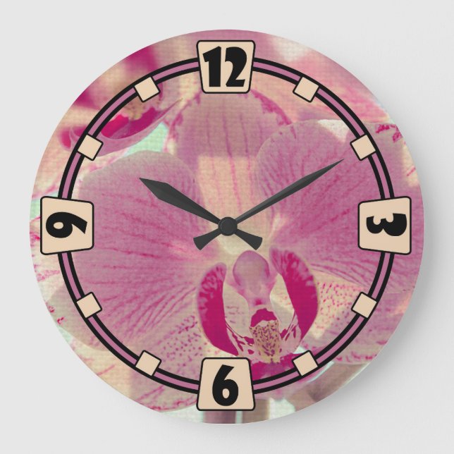Grande Horloge Ronde Vintage, Orchidée (Recto)