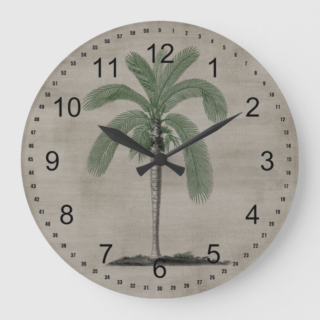 Grande Horloge Ronde Vintage Palm Tree (Recto)