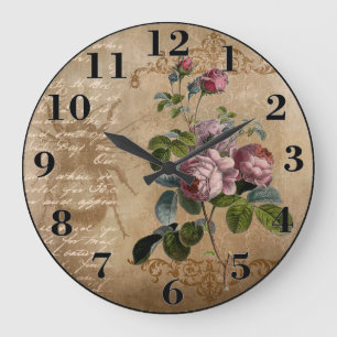 Grande Horloge Ronde Vintage Roses