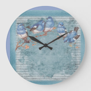 Grande Horloge Ronde Vintage Shabby Chic Pretty Floral Birds