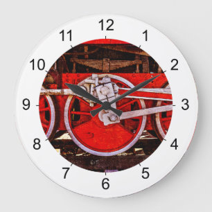Grande Horloge Ronde Vintage Steam Train Wheels