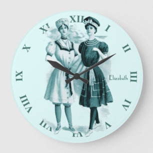 Grande Horloge Ronde Vintage Swimsuits Bathing Fashion Turquoise Clock