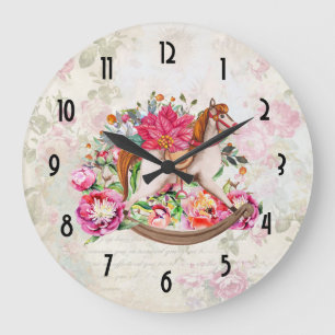 Grande Horloge Ronde Vintage toy horse with Poinsettia