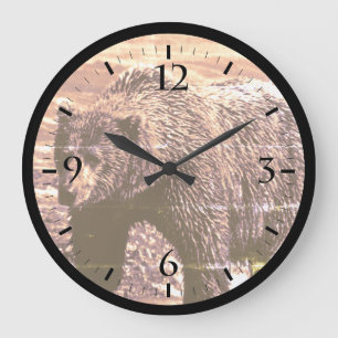 Grande Horloge Ronde Vintage USA Alaska brun