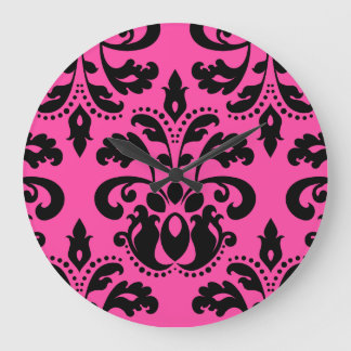 Grande Horloge Ronde Vintage victorien noir et rose chaud
