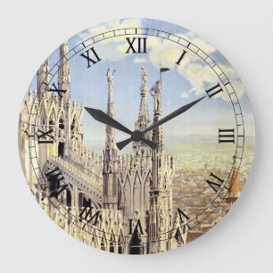 Grande Horloge Ronde Vintage voyage Milano Italie Cathédrale gothique D