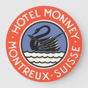 Grande Horloge Ronde Vintage voyage, Swan Bird Hotel Monney Suisse