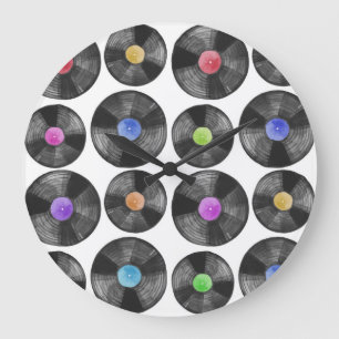 Grande Horloge Ronde Vinyl LP Records Retro Illustration