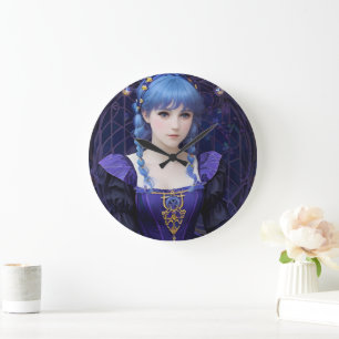Grande Horloge Ronde Violet le mignon foncé académique fille Imaginaire