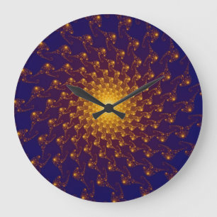 Grande Horloge Ronde Violet moderne / Soleil bleu fractal