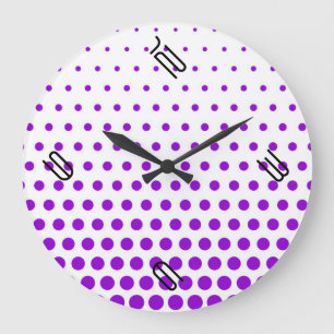 Grande Horloge Ronde Violet Polka Dot Blanc moderne