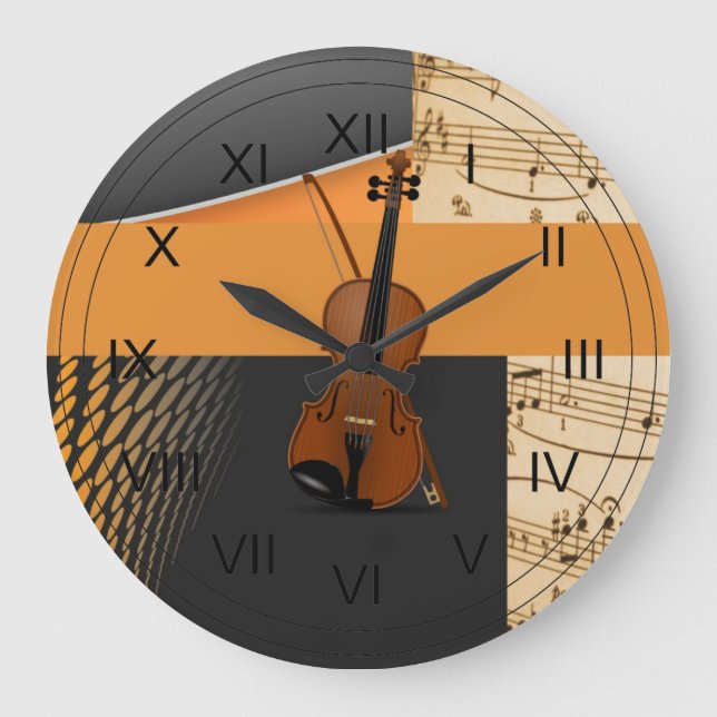 Grande Horloge Ronde Violon dans la musique Abstraite (Recto)
